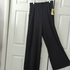 NWT! ~ALL IN MOTION~ BLACK WIDE WAIST VERY LONG ACTIVE WIDE LEG PANTS-L/LONG